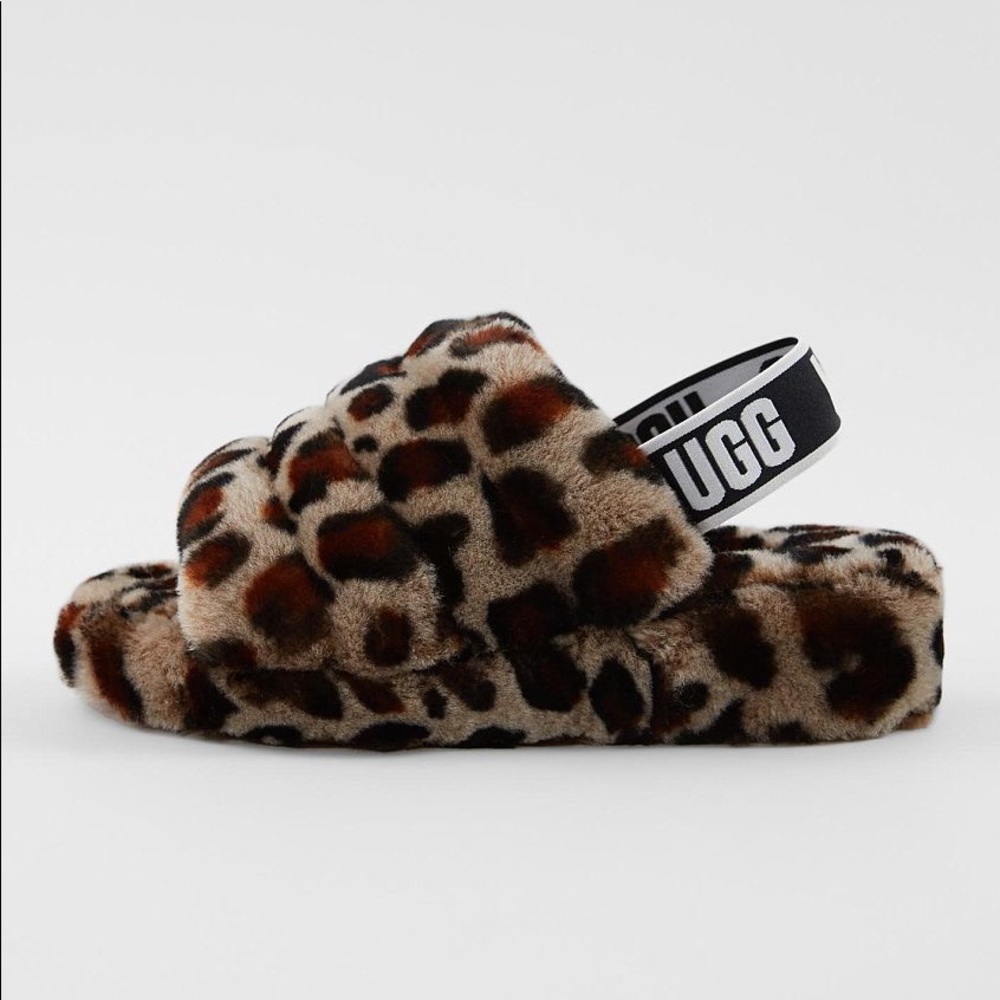 NEW Ugg Fluff Yeah Slippers Leopard Size 6